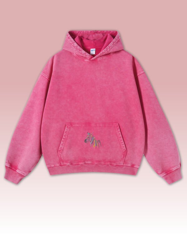 Bluza oversize z kapturem <br>Haft Zebry <br>Efekt sprania
